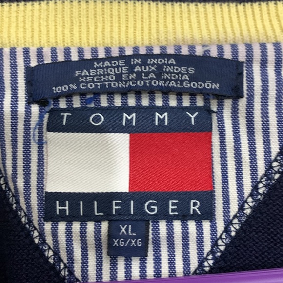 Vintage Tommy Hilfiger crest sweater vest cotton navy blue XL - Picture 3 of 3